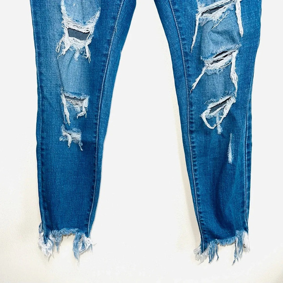 KanCan Light Wash High Rise Destructed Frayed Hem Ankle Skinny Jeans 28 Women’s - Picture 6 of 14